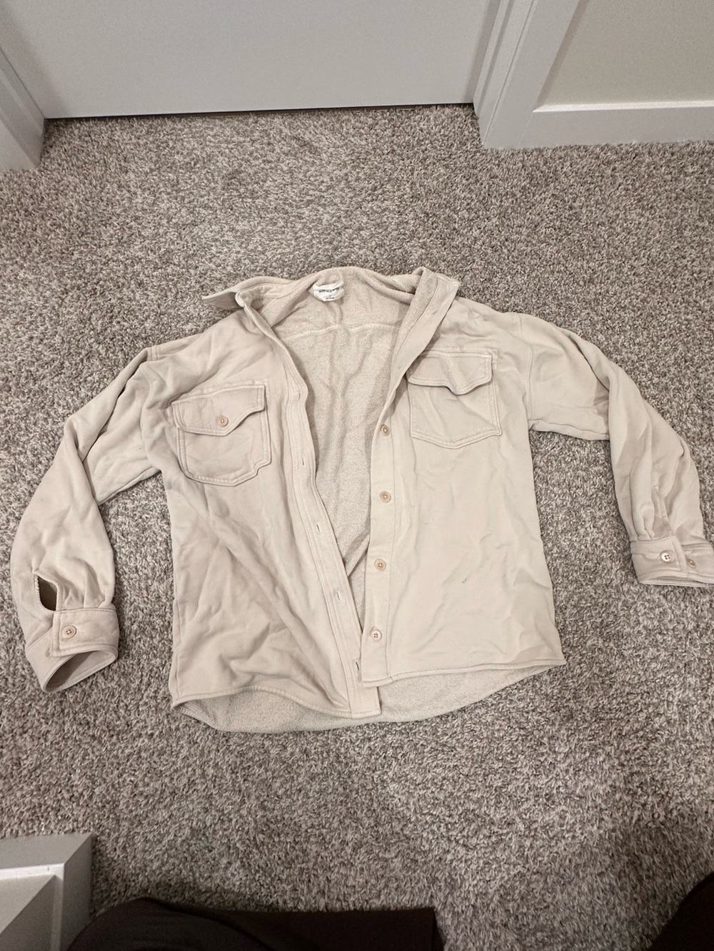 Wilfred Lightweight Button-Up Shirt Jacket in Cream